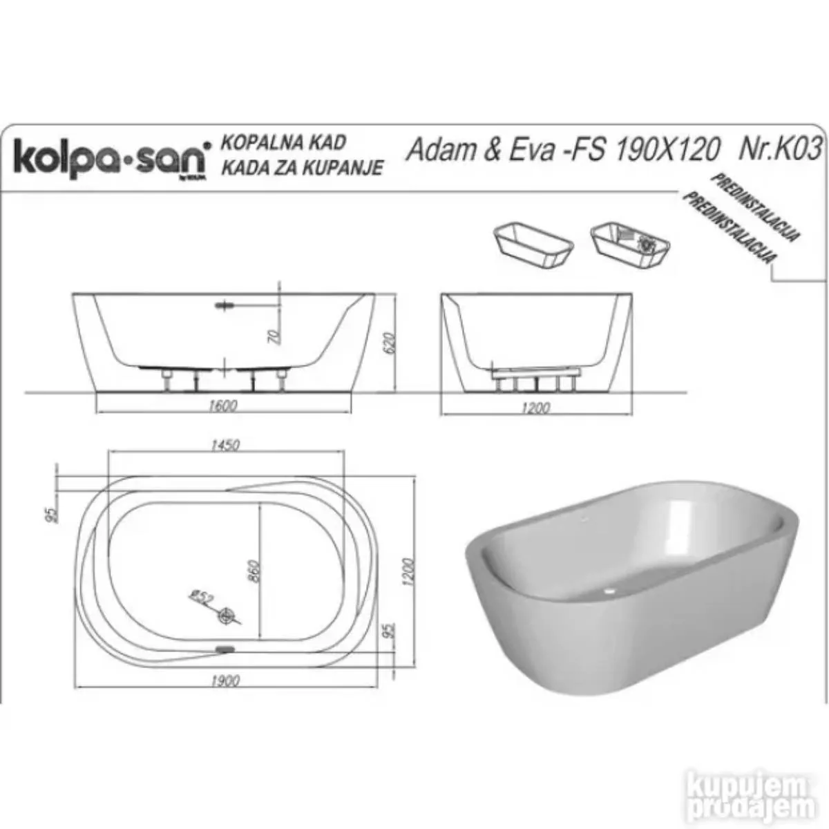 Kolpa san samostojeća kada Adam &amp; Eva-FS 190x120