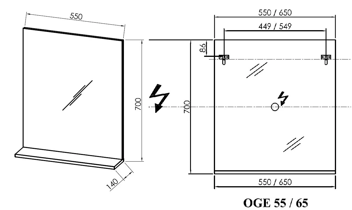 Kolpa san ogledalo EVELIN - OGE 55 GRAY