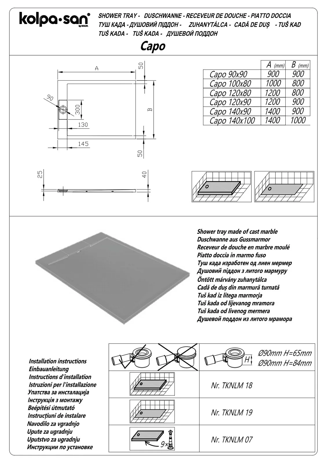 Kolpa san tuš kada CAPO Q90X90 - LM