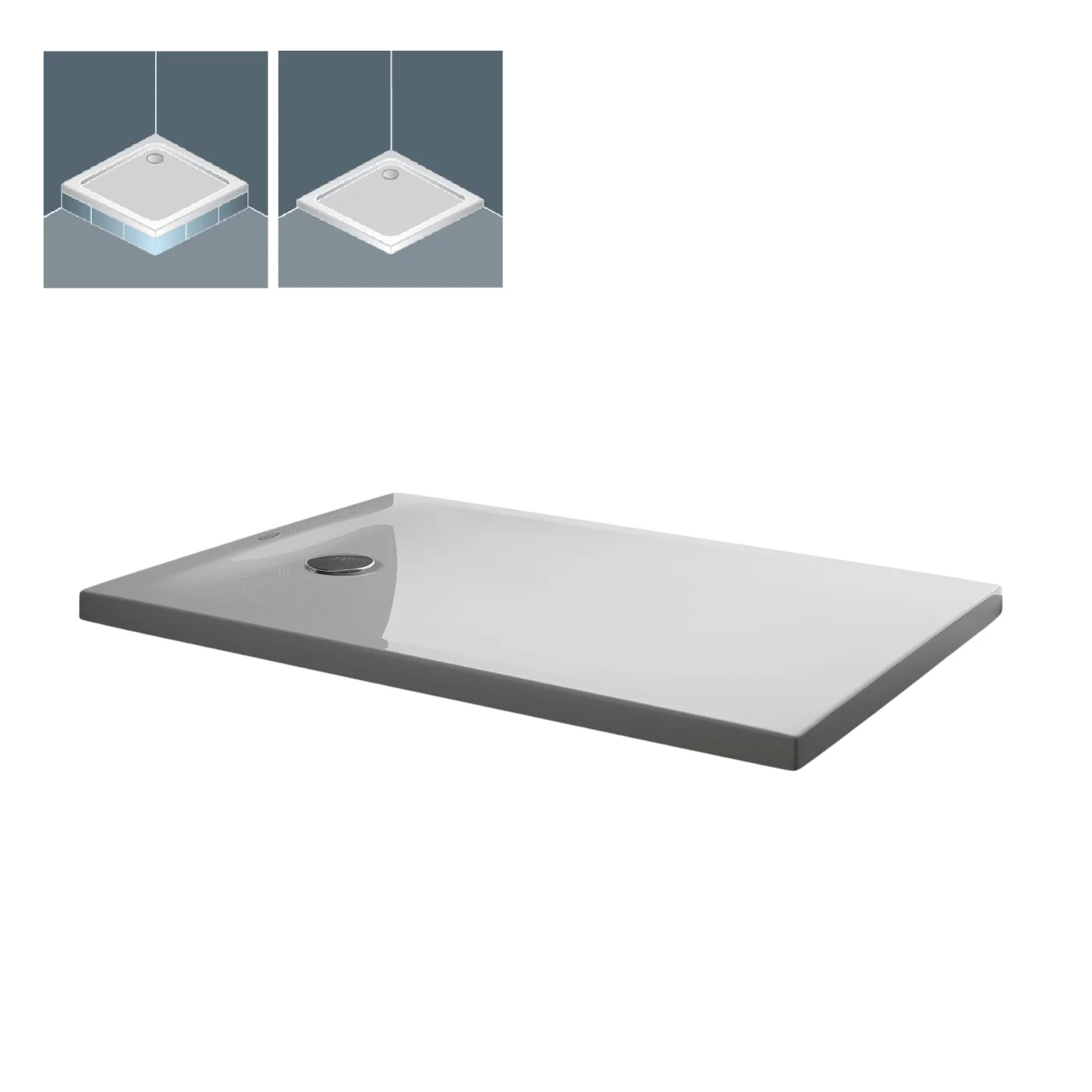 Četvrtasta ugradna tuš kada Kolpa San Evelin Tray Q White 80x120x5