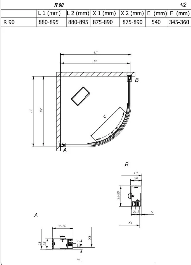 Kolpa san tuš kabina Venus R 90 S/1 R550