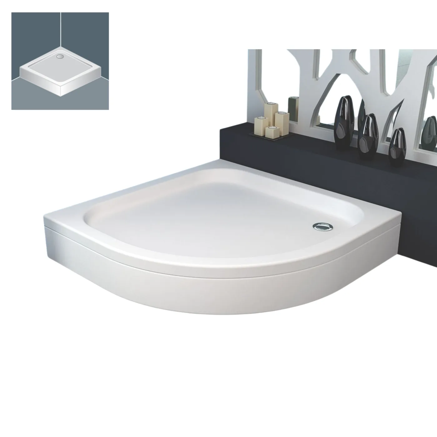 Tuš kada Kolpa San Ontex White 80x80x17 R550 polukružna sa oblogom i konstrukcijom