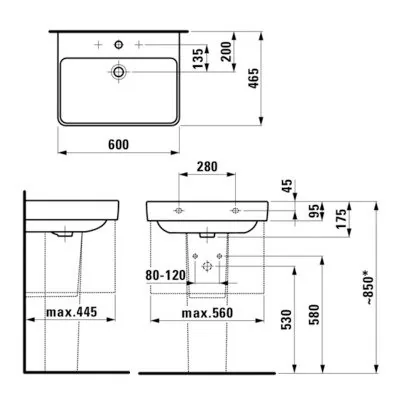 Laufen Pro S lavabo 60 x 46,5 cm 8.1096.3.000.104.1