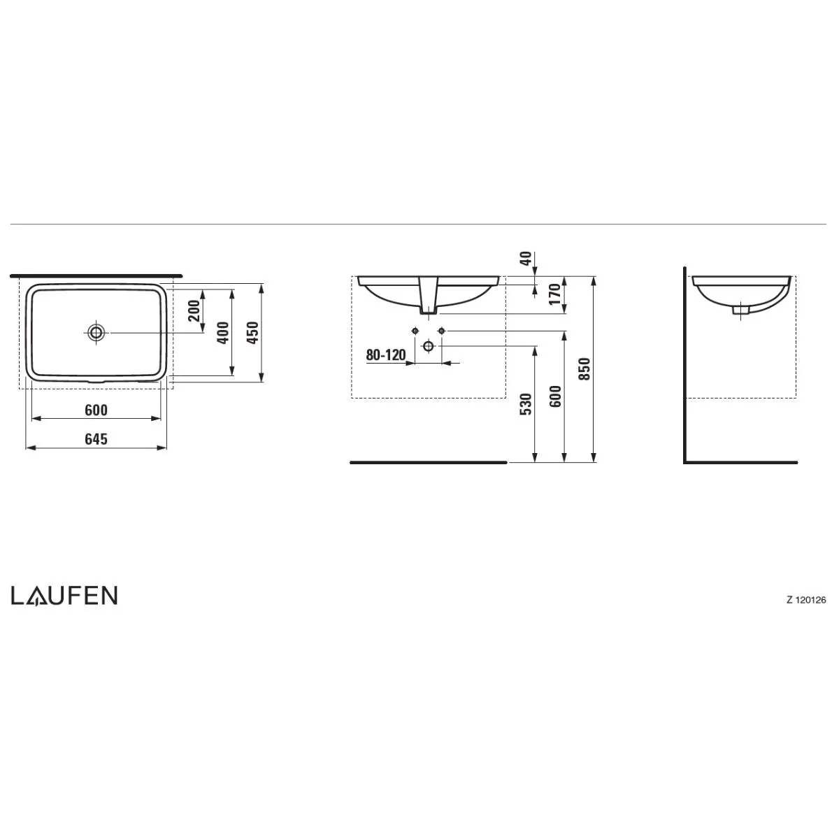 Laufen PRO S umivaonik podgradni 60X40 8.1196.9.000.109.1