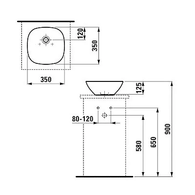 Laufen Ino lavabo 36 bez prelivnika 8.1230.0.000.112.1