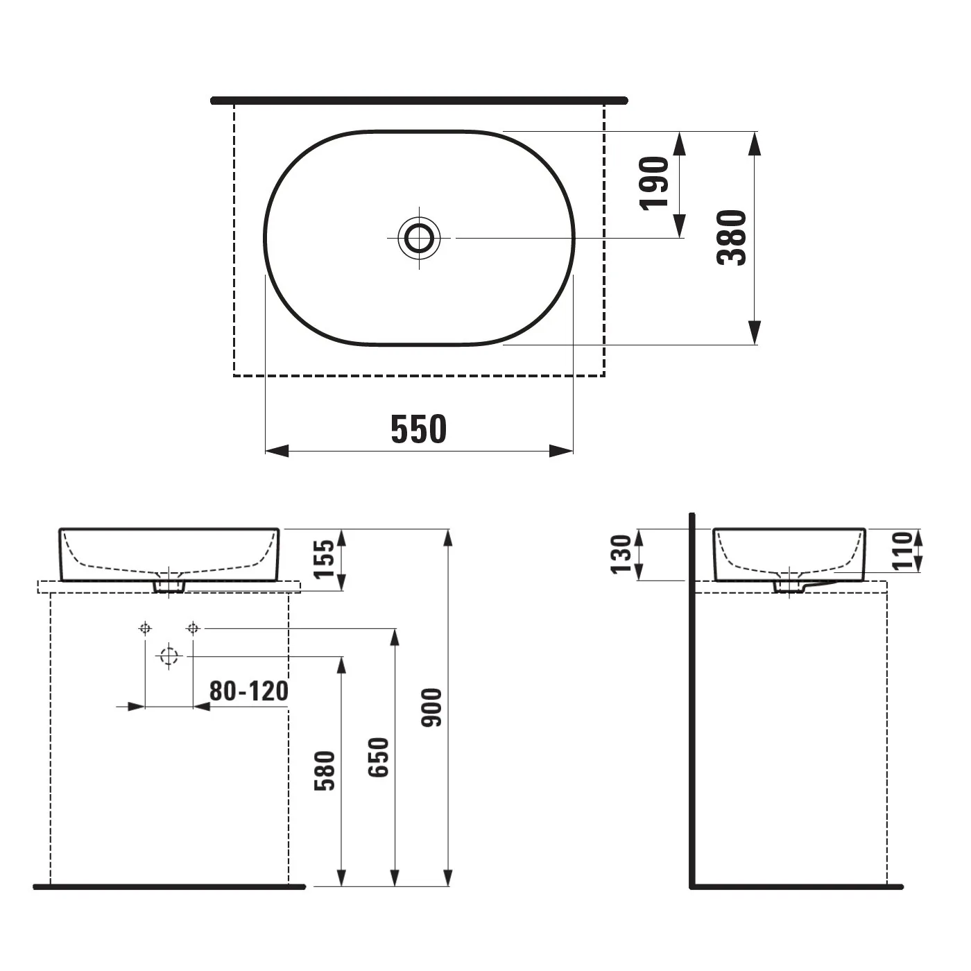 Laufen Savoy nadgradni lavabo 55x38 8.1294.4.000.109.1
