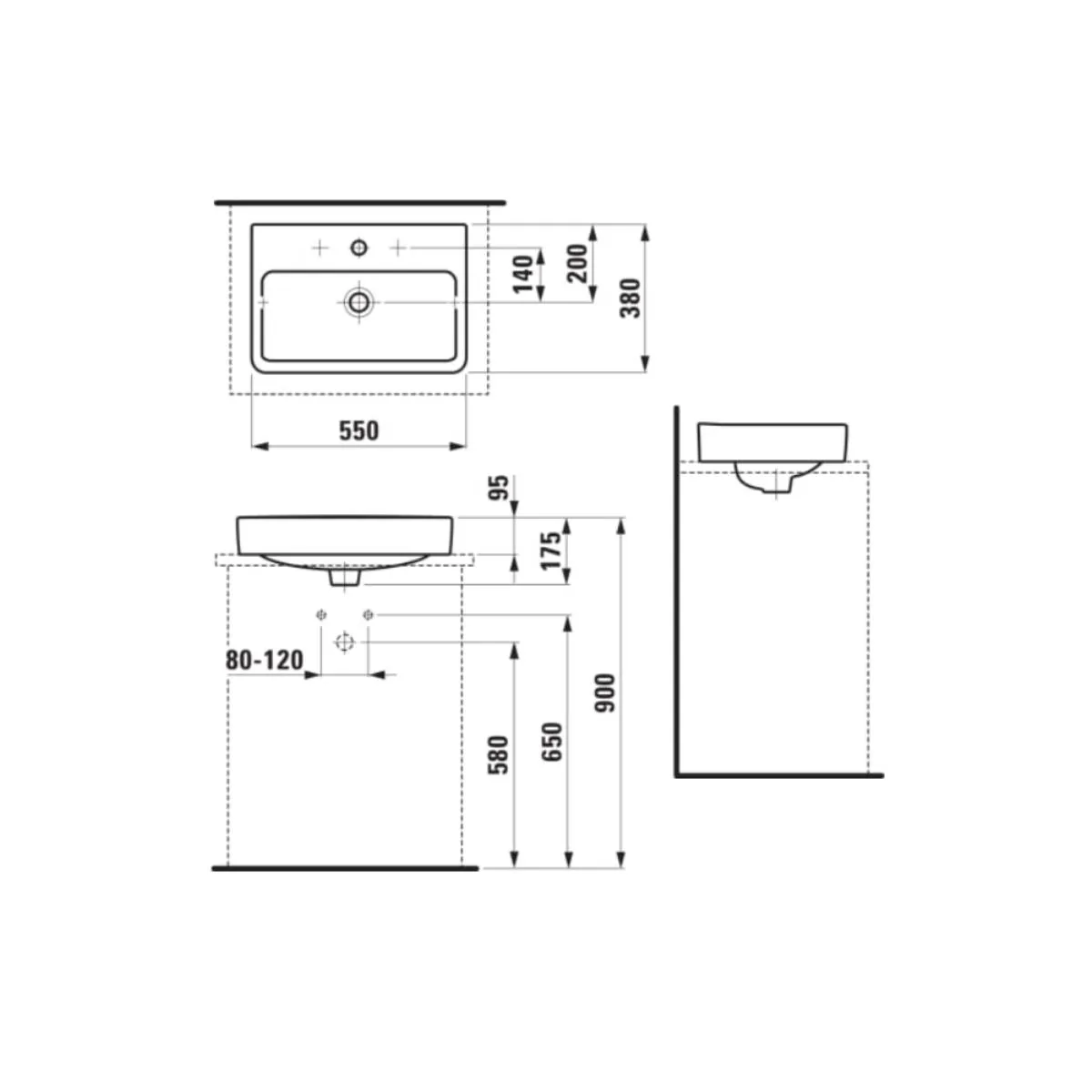 LAUFEN PRO S umivaonik 550X380 8.1295.2.000.104.1