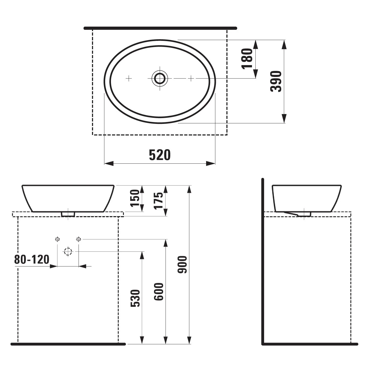 Laufen Pro nadgradni lavabo 52x39cm 8.1296.4.000.109.1