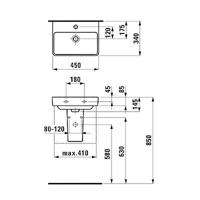 Laufen lavabo mali pro s 45 8.1596.1.000.104.1