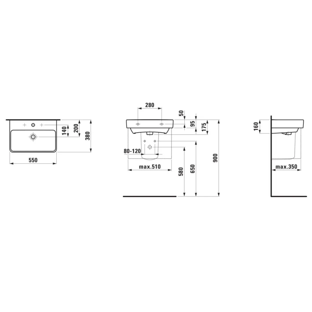 Laufen PRO S umivaonik dupli 55X38 8.1895.8.000.104.1