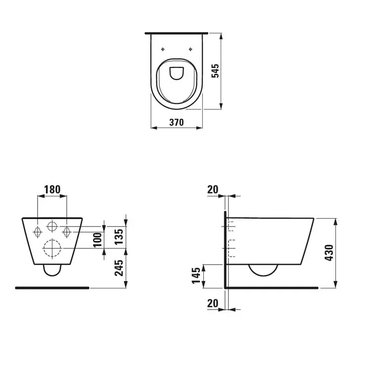 Laufen Kartell wc solja konzolna rimless black mat 8.2033.7.716.000.1