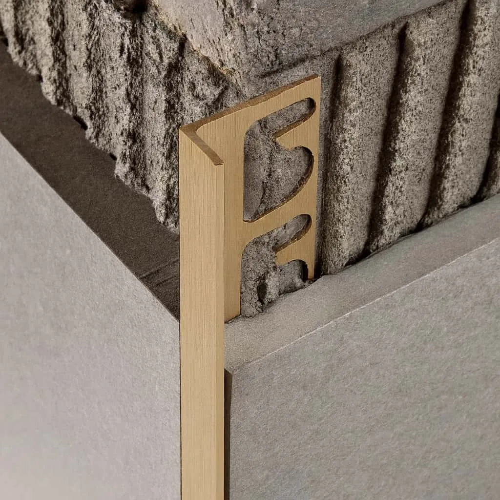 Progress aluminijumska lajsna za pločice 10mm brušeno zlatna dužine 2,7m PTBOS10